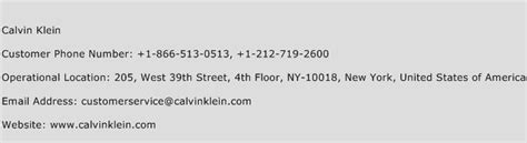 calvin klein customer service phone number